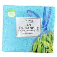 Dunnes Stores 40 Tie Handle Food & Freezer Bags Medium 6 Litres