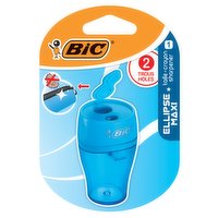 BIC Ellipse 2-Hole Pencil Sharpener with Shavings Receptacle - Green, Blue or Coral (Randomly Shippe