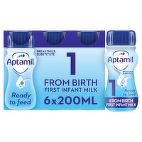 Aptamil Breastmilk Substitute 1 From Birth First Infant Milk 6 x 200ml (1.2L)