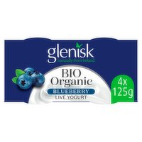 Glenisk Bio Organic Blueberry Live Yogurt 4 x 125g (500g)