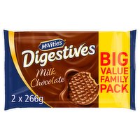 McVitie's Digestives Milk Chocolate Biscuits Twin Pack 2 x 266g, 532g