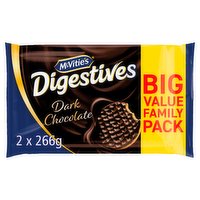 McVitie's Digestives Dark Chocolate Biscuits Twin Pack 2 x 266g, 532g