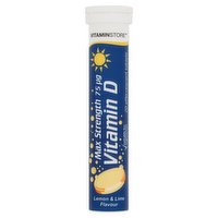 Vitaminstore Max Strength Vitamin D 75µg Lemon & Lime Flavour 20 Effervescent Tablets