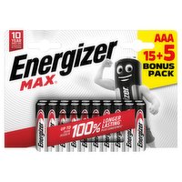 Energizer Max AAA Batteries, Alkaline, 20 Pack