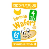 Kiddylicious Wafers Banana Baby Snack 6months+ Multipack, 4 x 4g