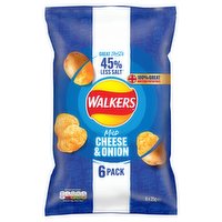 Walkers Less Salt Mild Cheese & Onion Multipack Crisps 6 x 25g