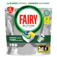Fairy Platinum All In One Dishwasher Tablets, Lemon, 21 Tablets
