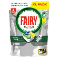 Fairy Platinum All In One Dishwasher Tablets, Lemon, 51 Tablets