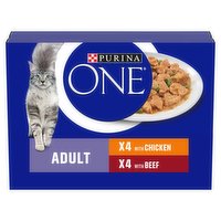 Purina ONE Adult Cat Food Chicken and Beef 8x85g