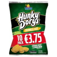 Tayto Hunky Dory's Crinkle Cut Cheddar Cheese & Spring Onion Flavour Potato Crisps 10 x 25g