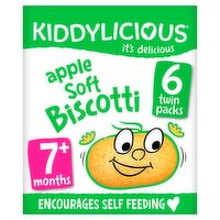 Kiddylicious Biscotti, Apple, Baby Snack, 7 Months+, Multipack, 6 x 20g