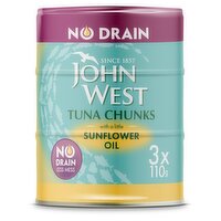 John West Tuna Chunks with a Little Sunflower Oil 3 x 110g