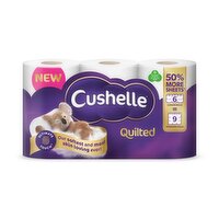 Cushelle Quilted 50% Longer Lasting Toilet Tissue 6 Equals 9 Regular Rolls