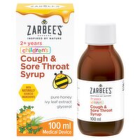 Zarbee’s Children’s Cough & Sore Throat Syrup, Kids Aged 2+, 100ml