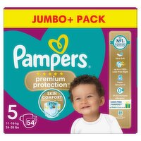 Pampers Premium Protection Size 5, 54 Nappies, 11kg - 16kg, Jumbo+ Pack