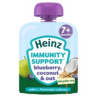 Heinz Baby Food Blueberry, Coconut & Oat Immunity Support fruit pouch 7+ Months 85G