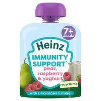 Heinz Baby Food Pear, Raspberry & Yoghurt Immunity Support Fruit Pouch 7+ Months 85g