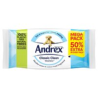 Andrex Classic Clean Mega Washlets Flushable Toilet Wipes 50% extra wipes