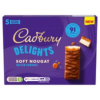 Cadbury Delights Salted Caramel 91 Calorie Chocolate Soft Bar 5 Pack Multipack 110g