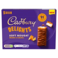 Cadbury Delights Orange & Caramel 91 Calorie Chocolate Nougat Bar 5 Pack Multipack 110g