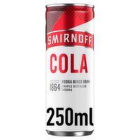 Smirnoff Vodka & Cola Mixed Drink 250ml Can