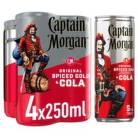 Captain Morgan Spiced Gold Rum & Cola Mixed Drink 4x250ml Can