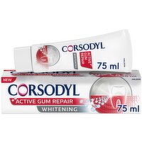 Corsodyl Active Gum Repair Whitening, Toothpaste for Bleeding Gums, 75 ml