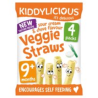 Kiddylicious Sour Cream & Chive Flavour Veggie Straws 4 x 12g (48g)