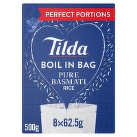 Tilda Boil in Bag Pure Basmati Rice 8 Bags 500g