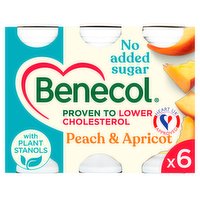 Benecol No Added Sugar Peach & Apricot Yogurt Drink 6 x 67.5g (405g)