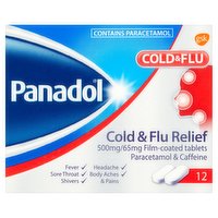 Panadol Cold & Flu Relief 500mg/65mg Film-Coated Tablets 12 Tablets