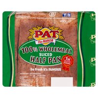 Pat the Baker 100% Wholemeal Sliced Half Pan 400g