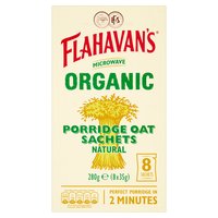 Flahavan's Microwave Organic Porridge Oat Sachets Natural 8 x 35g (280g)