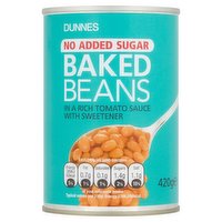 Dunnes No Added Sugar Baked Beans in a Rich Tomato Sauce with Sweetener 420g