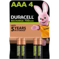 Duracell Recharge Plus Type AAA Batteries 750 mAh, Pack of 4
