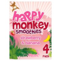 Happy Monkey Smoothies Strawberry & Banana 4 x 180ml