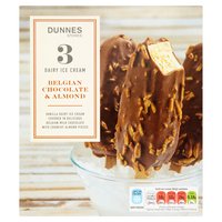 Dunnes Stores Dairy Ice Cream Belgian Chocolate & Almond 3 x 120ml (360ml)