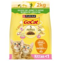 GO-CAT Kitten Chicken, Turkey and Milk Dry Cat Food 2kg