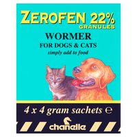 Chanelle Zerofen 22% Granules Wormer for Dogs & Cats 4 x 4g