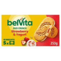 Belvita Breakfast Biscuits Duo Crunch Strawberry and Live Yogurt 5 Packs 253g