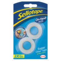 Sellotape Super Clear On-Hand Tape Dispenser Refill Rolls 2x 18mm x 15m