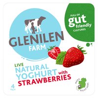 Glenilen Farm Live Natural Yoghurt with Strawberries 4 x 125g