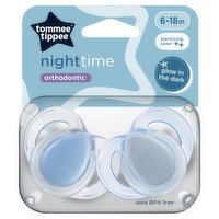 Tommee Tippee Night Time 2 Orthodontic Soothers 6-18m