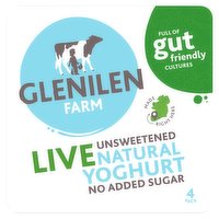 Glenilen Farm Live Natural Yoghurt Unsweetened 4 x 125g