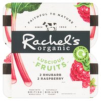 Rachel's Organic Luscious Raspberry & Rhubarb Fruits Yogurt 4 x 110g (440g)