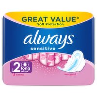 Always Sensitive Long Ultra (Size 2) Sanitary Towels Wings 12 Pads