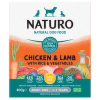 Naturo Natural Dog Food Chicken & Lamb with Rice and Vegetables Adult Dog 1 to 7 Years 400g