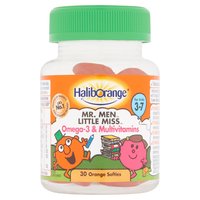 Haliborange Mr. Men Little Miss Omega-3 & Multivitamins 30 Orange Softies for Kids 3-7