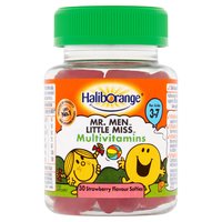 Haliborange Mr. Men Little Miss Multivitamins 30 Strawberry Flavour Softies for Kids 3-7
