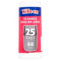 Killeen Tie Handle Swing Bin Liners 25 Bags 60 Litres